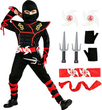 Kids Ninja Costumes Set Halloween Ninja Cosplay Costume with Luxury Ninjas Acces