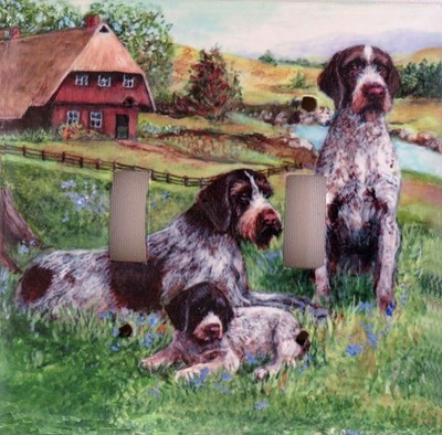 German Wirehaired Pointer Double Toggle light switch plate, made in the USA