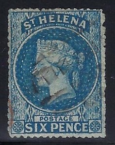 St. Helena, 1863, Scott #2B,  6p Blue, Rough Perfs., Used