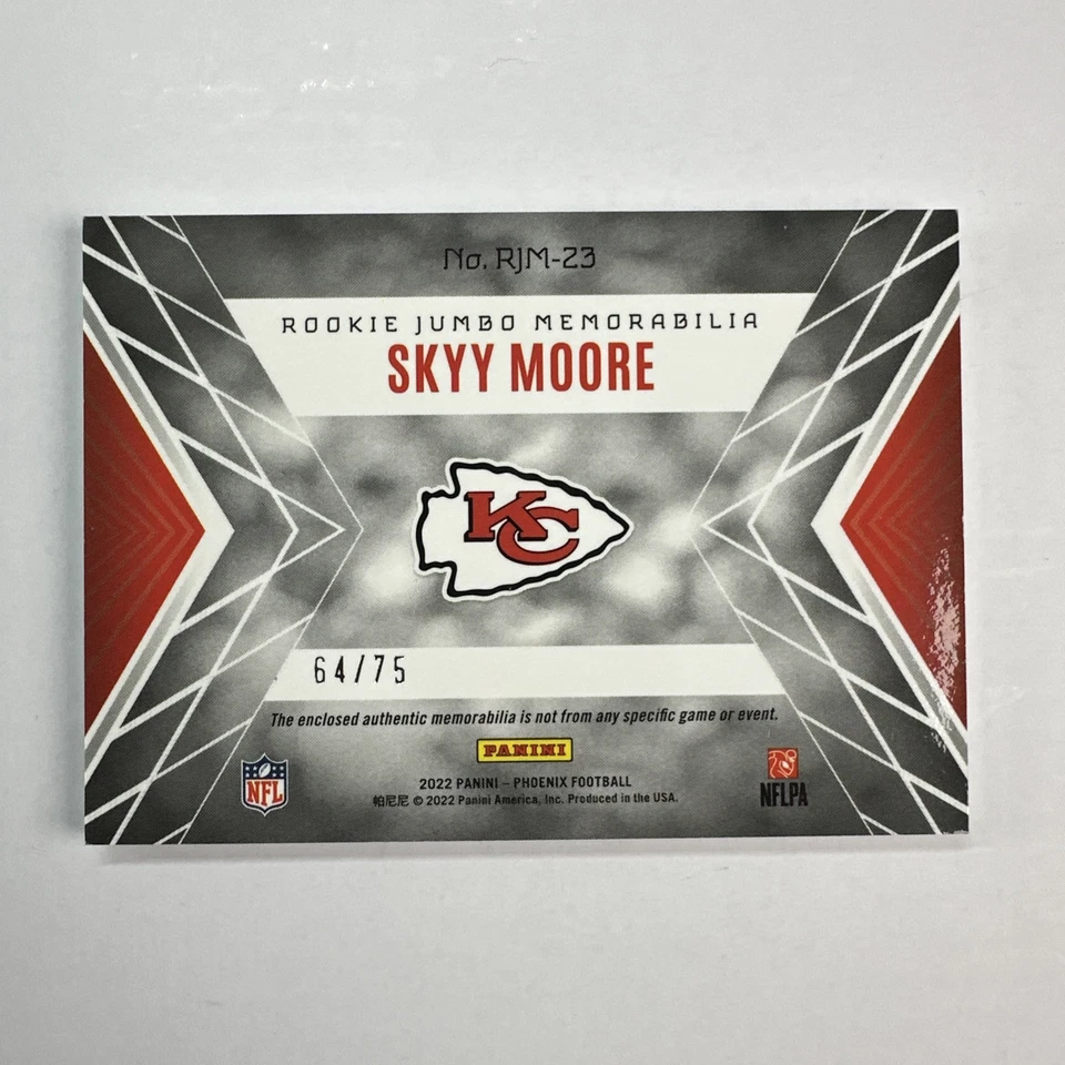 2022 Phoenix Skyy Moore 3 Color Rookie Patch /75 Kansas City Chiefs - Image 2 of 2