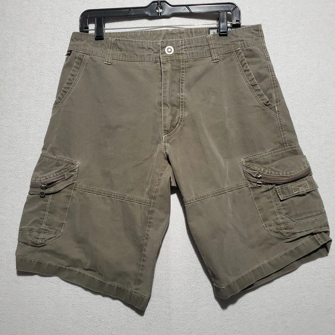 Kuhl Shorts Mens 36 Ambush Brown Cargo Vintage Patina Dye Hiking Camp Fish Dad
