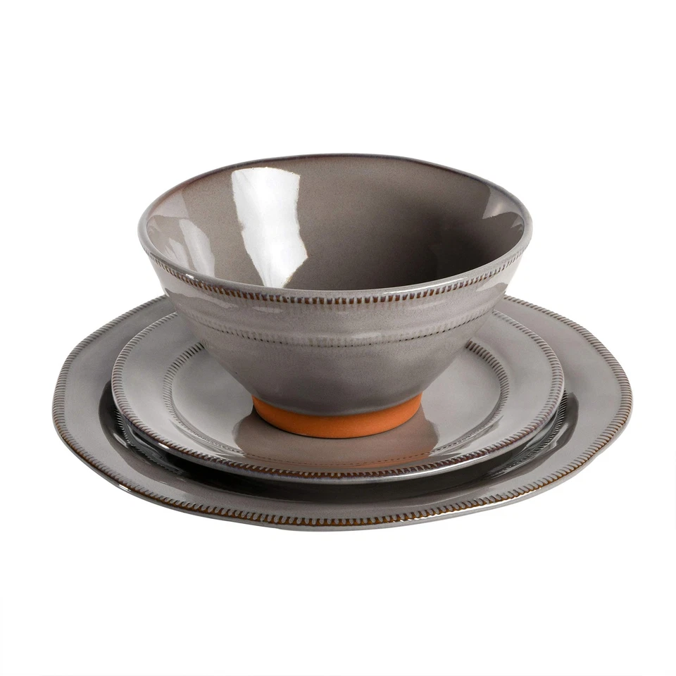 Терракотовая столовая посуда Terranea с круглой реактивной глазурью сервировка для четырех человек (12) - Изображение 3 из 4