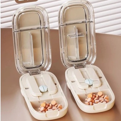Adjustable Precise Pill Cutter Storage Box Portable Drug Tablet Medicine Dust