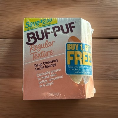 2- Buf Puf Regular Texture Deep Cleansing Facial Sponge New Sealed Vtg 1989 USA