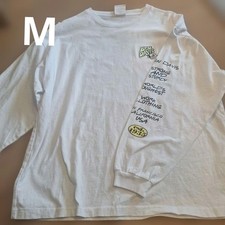 Ben Davis White Long Sleeve T-Shirt Unique Print Used Japan