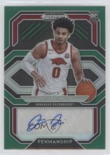 2021-22 Panini Prizm Draft Picks College Penmanship Green Justin Smith Auto 0su2