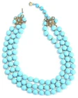 Vintage Triple Strand Gold Turquoise Bead Necklace Miriam Haskell Floral Cluster