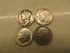 1942 , 1954 , 1959 ,1964   ASSORTED  USA SILVER DIMES