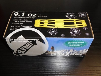 Klymit Intertia X Frame 3 Season Ultra Light Sleeping Pad 72in 9.1oz Yellow NIB