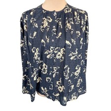 Mille Resort Travel Floral Print Swiss Dot Button Down Cotton Top Small Romantic