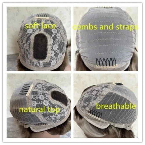 Peluca frontal de encaje sintético grande WAvy rubia miel clara con peluca helada con flequillo Foto 2 de 4