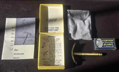 MINT W BOX Vintage CURVFIT GOLD Women's Safety Razor Bag New Blades Instructions