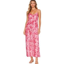 Natori Floral Silky Satin Slip Dress Pink Size M retail 125