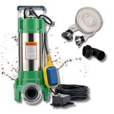 Pompe À Eau Usée V 1100 Watts Pompe À Fécales Avec Tuyau C De 2" 30M 20000 L/H