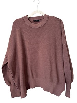 Lillusory Sweater Size Large Rib Knit Crewneck Long Sleeve Pullover Mauve Cozy