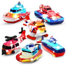 Light Up Bath Toys 6 Pack - Water-Activated Color Changing Vehicles for Kids S