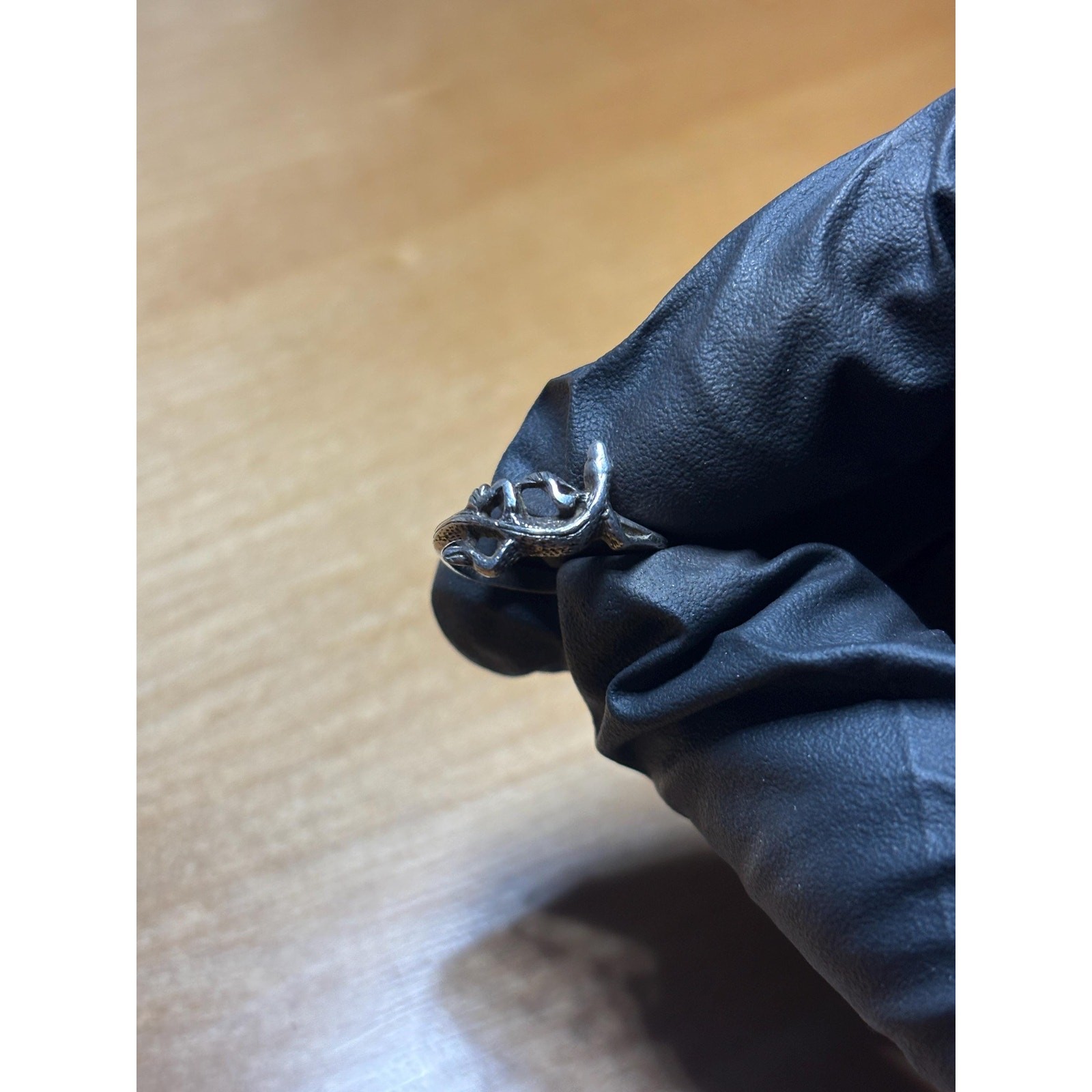 1990s Sterling Silver Lizard Ring - image 6