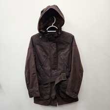Barbour Rebel Wax Jacket Brown Country Utility Rain Belted Coat Jacket Uk 10 #2