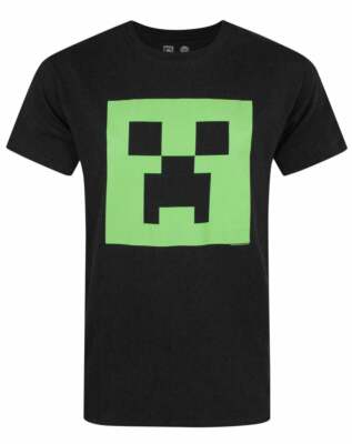 Minecraft Creeper Face Jungen Kinder schwarz leuchtend im Dunkeln T-Shirt offizielles Tee 