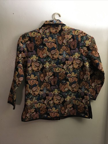 BLAIR Women’s Tapestry Teddy Bear All Over Print Jacket Large Cotton/Polyester - Picture 9 of 11