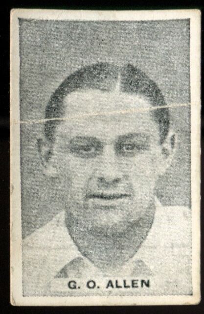 Trade Card Sweetacres TEST MATCH RECORD Cricket 1932 G O Allen #19 Trade Card Sweetacres TEST MATCH RECORD Cricket 1932 G O Allen #19
