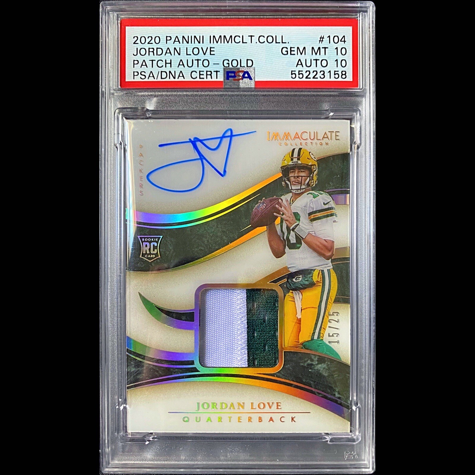 2020 Immaculate Jordan Love PSA 10 GOLD RPA Rookie Patch Auto RC #/25 POP 1 💎