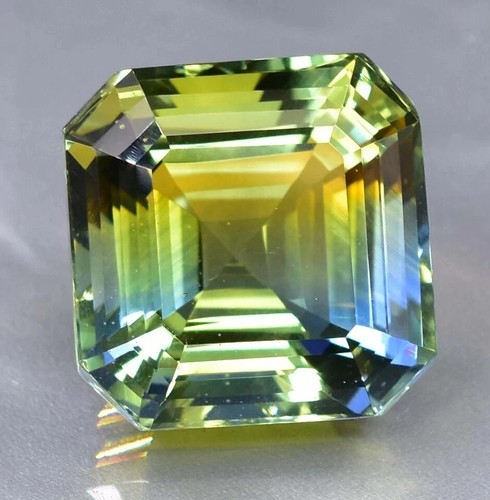 Pietra Preziosa Naturale 10 Ct Giallo Blu Bicolore Parti Zaffiro CERTIFICATA Asscher - Foto 5 di 7