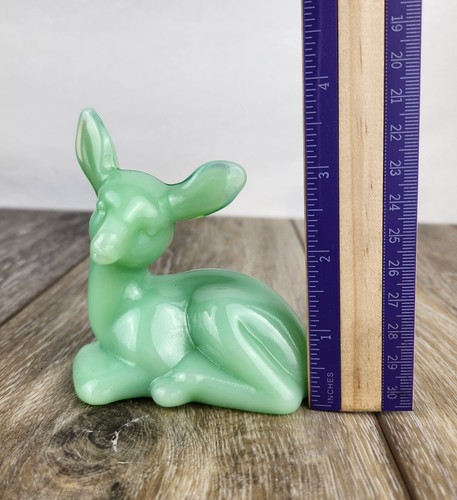 Jadeit grün Glas Rehkitz Figur - Bild 6 von 6