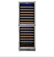 EdgeStar 24" 141 Bottle Capacity Built In Dual Zone Double Door Wine Cooler
