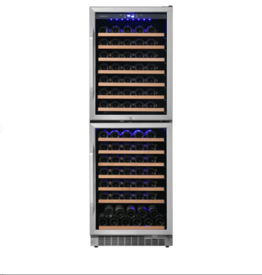EdgeStar 24'' 141 Bottle Capacity Built In Dual Zone Double Door Wine Cooler