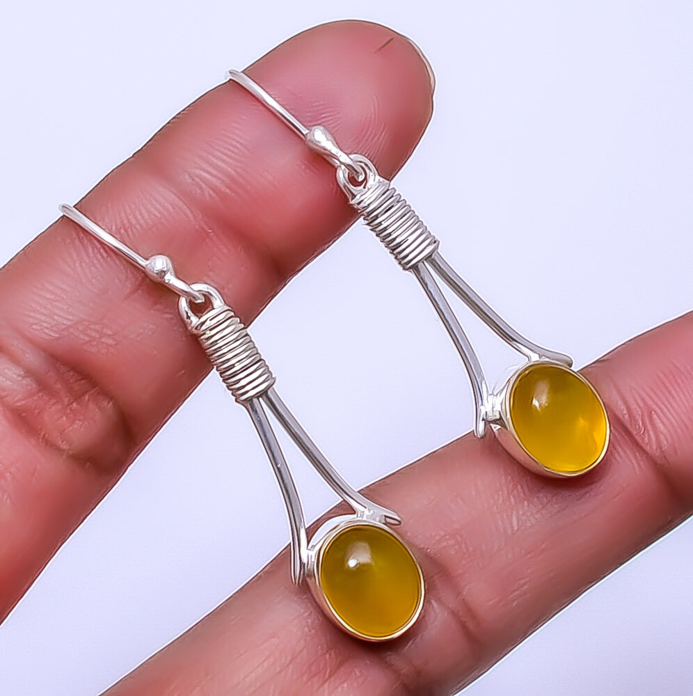 Yellow Onyx Designer Handmade 925 Sterling Silver Earring 1.95