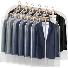 40" All Clear Garment Bags for Hanging Clothes, 12 Packs Suit Bags for Closet...