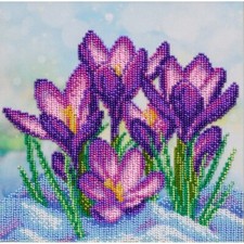 Bead Embroidery Kit Crocuses Flowers DIY VDV Beaded needlepoint Bead stitching