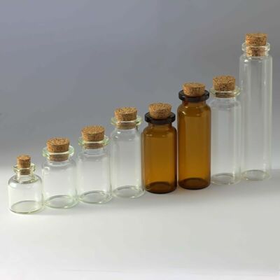 New Diameter of 22mm Tiny Wishing Glass Bottles Vial with Cork Clear Empty