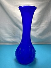 Hand Blown Cobalt Blue modern art glass vase. Made in Poland. 12  tall Bin 2