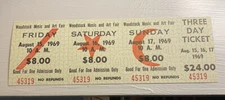 WOODSTOCK ORIGINAL RARE UNUSED 3-DAY CONCERT TICKET HENDRIX JOPLIN DEAD WHO 1969