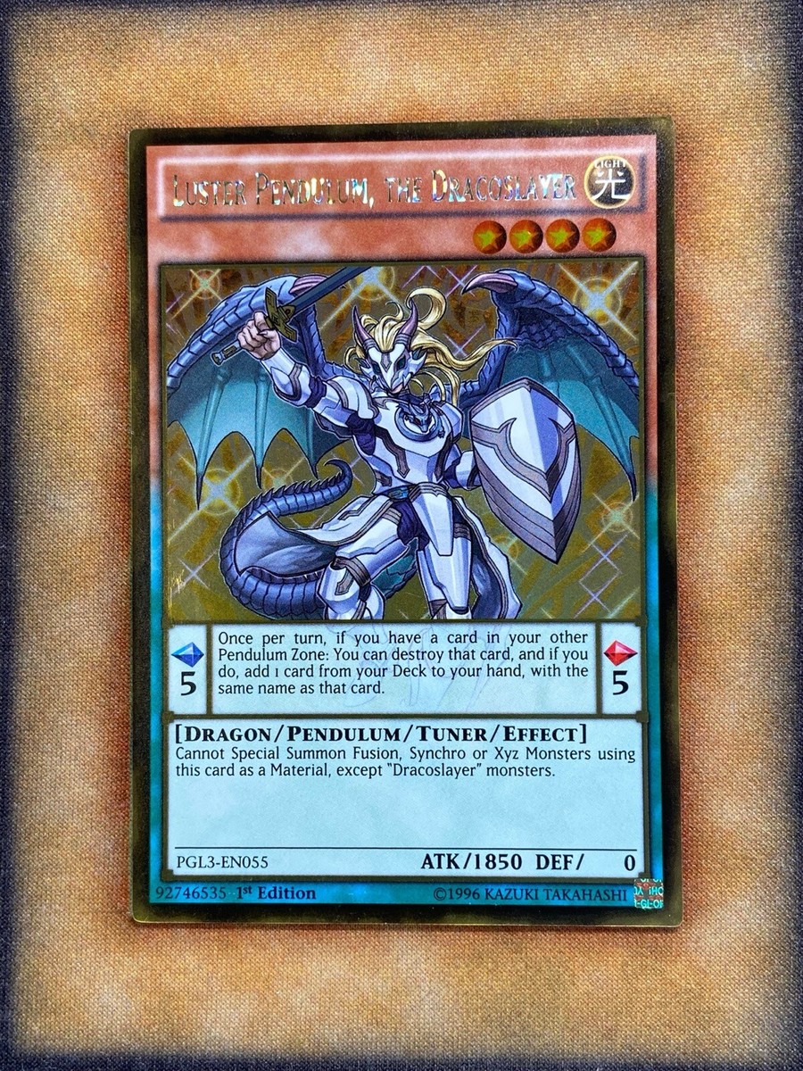 Yugioh Luster Pendulum, the Dracoslayer PGL3-EN055 Gold Rare 1st 