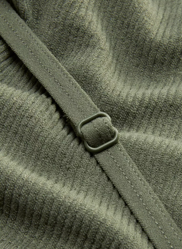 Primark Ribbed Cropped Vest Top Cami Stretch Olive Green Size XXS Free P + P - Picture 2 of 2