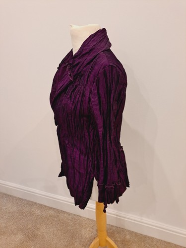 Vintage Bromley Sport Size 16 Purple Artist Crinkle Irredesent Blazer Jacket - Picture 6 of 10