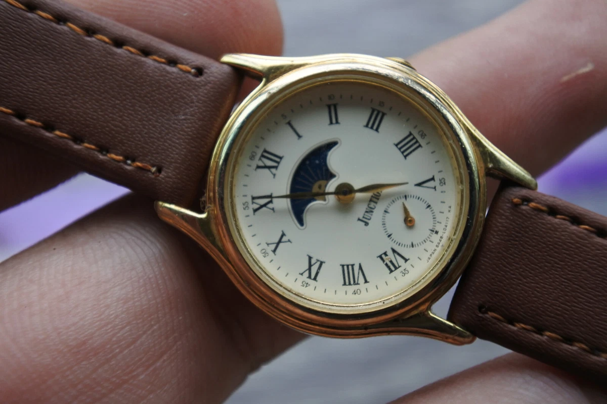 Vintage Citizen Vega Sun Moon Watch Lady Mini Second Hand Roman Numeric Dial