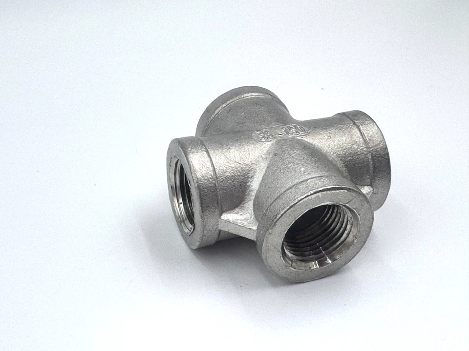 STAINLESS STEEL 4 WAY 3/8" NPT PIPE CROSS UNION  HEAVY DUTY CAST CLASS 150 - Image 3 of 3