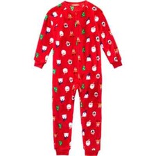 Boys  Family PJs By Macy  s 25 Red Christmas 1-Piece Fleece Pajamas Size 4-5 NWT