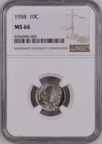 1958  10C Roosevelt Dime NGC MS66   6554596-002