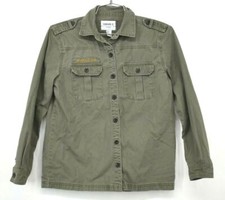 Forever 21 Womens Long Sleeve Mock Army Button Front Shirt Troop 2150 Cotton S