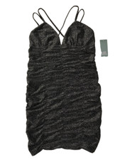 Wild Fable Women's Black Metallic Sleeveless Ruched Bodycon Dress, Size XS