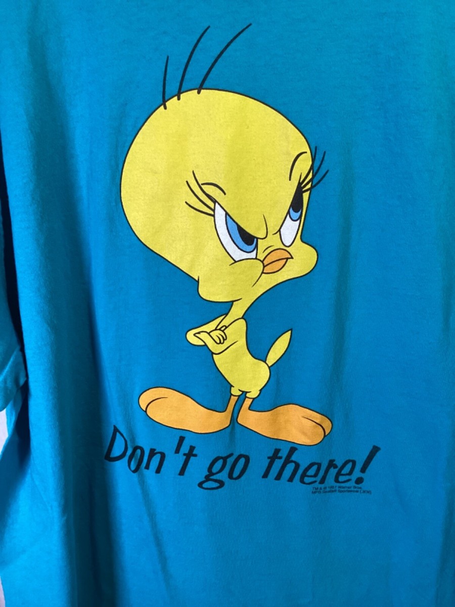 【Tweety】ヴィンテージ・レア物 トゥウィーティー グッズ Tweety Bird (Looney Tunes) 1997 Blue 2XL Cotton Vintage Made in