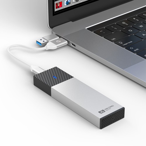 Adaptateur M.2 NVMe SATA NGFF boîtier SSD externe étui clé M/M+B USB-C 3.2 argent - Photo 2/20
