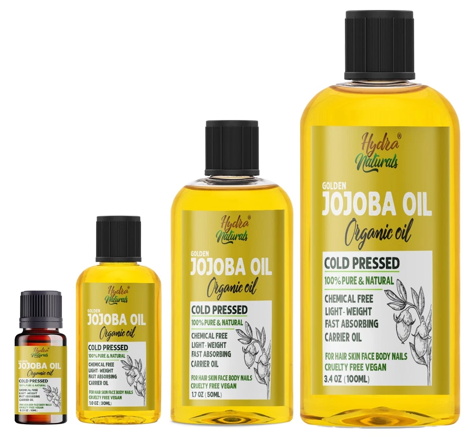 100%Pure Golden Jojoba Oil Organic for Hair Body Skin Face Natural Cold Pressed