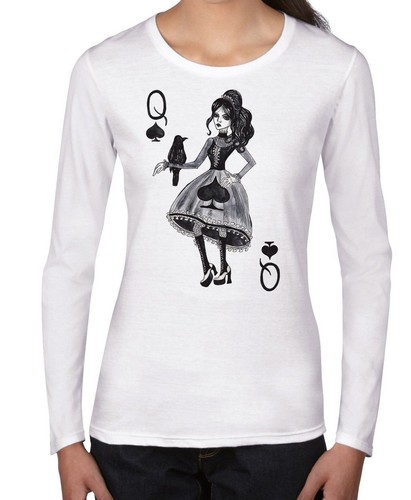the queen of spade drawing art womens long sleeve gift t shirt