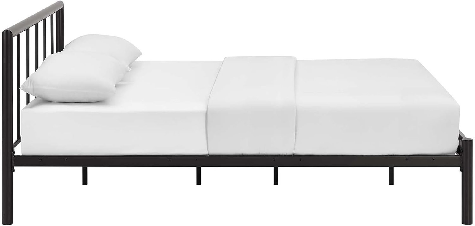 Gwen Brown Steel Farmhouse Full Bed Frame with Headboard